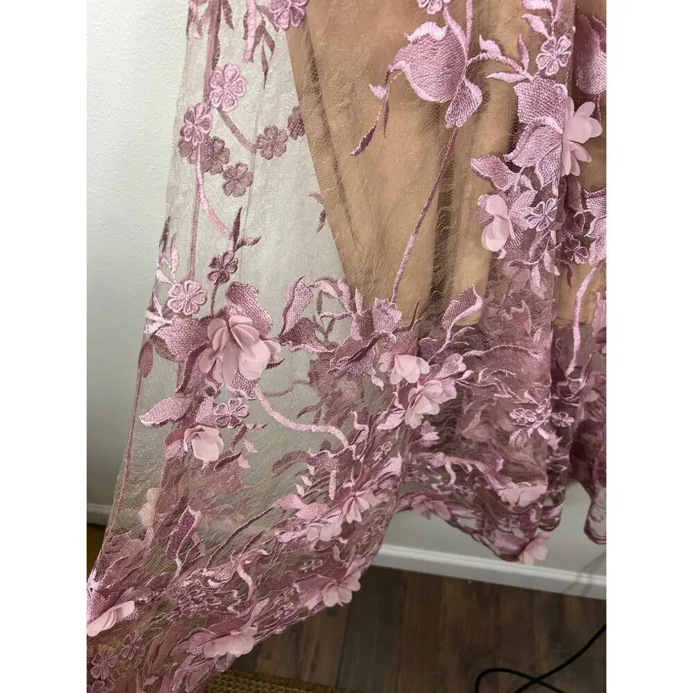 Dress the Population Audrey Floral Applique Fit & Flare Dress Pink Large - Picture 3 of 9